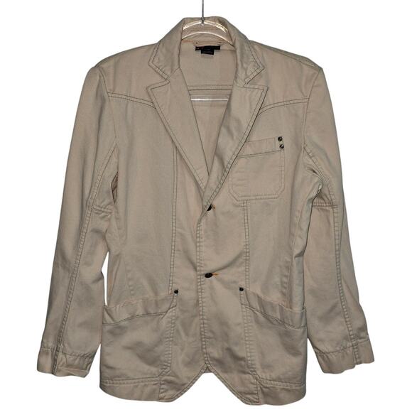 Diesel Mid-2000s Utility Cream Cotton Blazer Top-Stitched Workwear Jacket Small - Picture 1 of 8